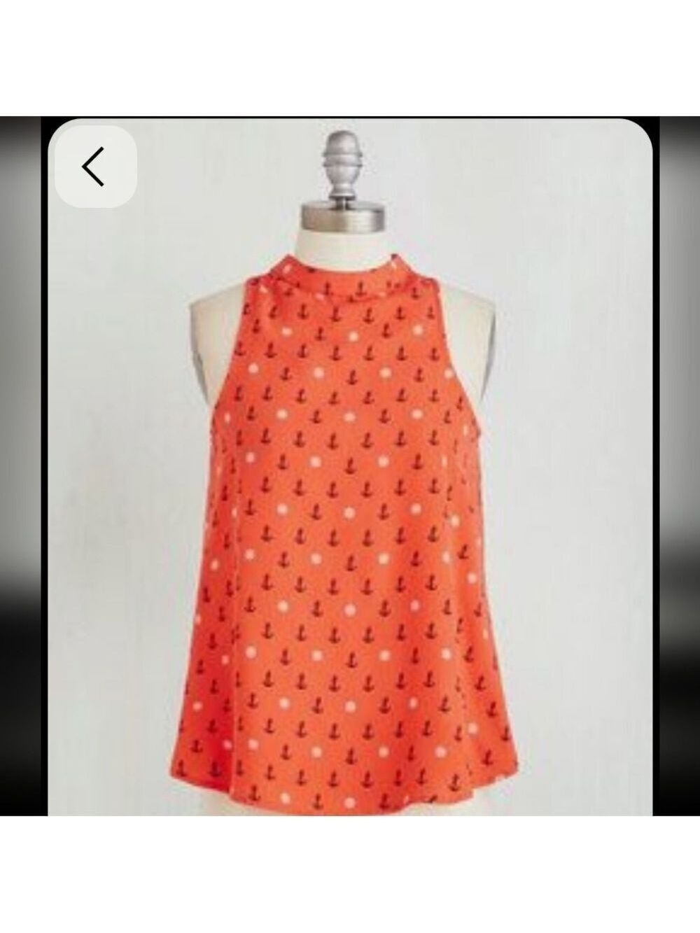 Modcloth Orange Anchor Print Tank Top